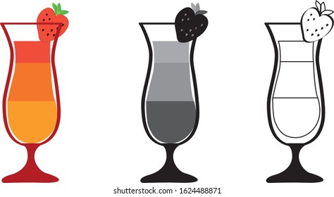 Alcoholic Cocktail Drink with Strawberry
- Vector Illustration 