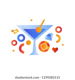 Alcoholic cocktail glass vector Illustration on a white background