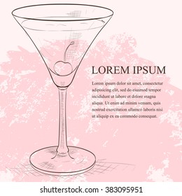 Alcoholic cocktail Rose scetch