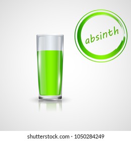 alcoholic cocktails absinthe in shot glasse isolated on white. vector illustration