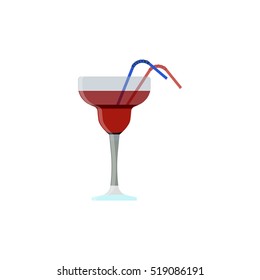Alcoholic cocktails with drinking straw isolated on white background. Cocktail drink. Vector illustration eps10
