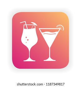 Alcoholic cocktails with a slice of lemon and an umbrella and a straw. summer icon. Flat vector.Isolated on a white background.