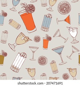 Alcoholic cocktails. Vector pattern.