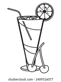 alcoholic drink beverage cocktail with delicious fruit cartoon vector illustration graphic design