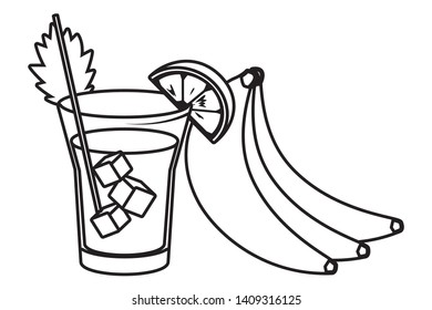 alcoholic drink beverage cocktail with delicious fruit cartoon vector illustration graphic design