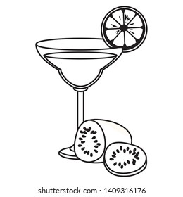 alcoholic drink beverage cocktail with delicious fruit cartoon vector illustration graphic design