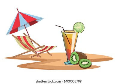 alcoholic drink beverage cocktail with fruit cartoon vector illustration graphic design