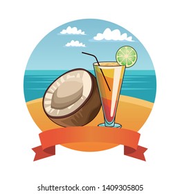 alcoholic drink beverage cocktail with fruit cartoon vector illustration graphic design