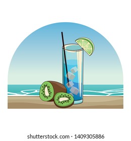 alcoholic drink beverage cocktail with fruit cartoon vector illustration graphic design