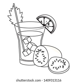 alcoholic drink beverage cocktail with fruit cartoon vector illustration graphic design