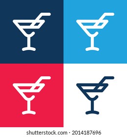Alcoholic Drink blue and red four color minimal icon set