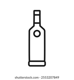 Botella de bebida alcohólica de absenta, vodka, icono de línea de coñac. Trazo editable. Pictograma de contorno para el logotipo, Diseño gráfico, página de Web, interfaz móvil. Símbolo de espíritus minimalistas. Ilustración vectorial