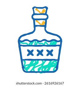 alcoholic drink bottle doodle icon sketch vector. alcoholic drink bottle sign. isolated symbol illustration