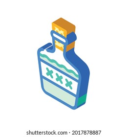 vector de ícono isométrico de botella de bebida alcohólica. signo de botella de bebida alcohólica. ilustración de símbolo aislado