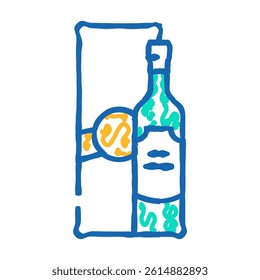 alcoholic drink bottle and package doodle icon sketch vector. alcoholic drink bottle and package sign. isolated symbol illustration