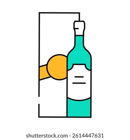 alcoholic drink bottle and package line icon vector. alcoholic drink bottle and package sign. isolated symbol illustration