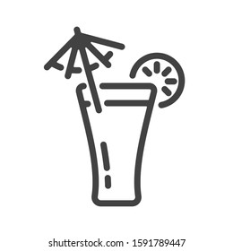 Alcoholic drink or cocktail outline icon. Vector illustration.
