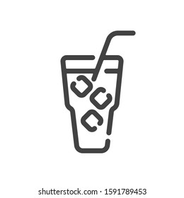 Alcoholic drink or cocktail outline icon. Vector illustration.