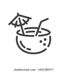 Alcoholic drink or cocktail outline icon. Vector illustration.