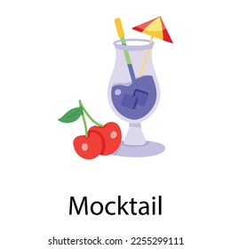 Alcoholic drink, flat icon of mocktail 