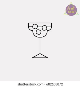 Alcoholic drink with ice line icon