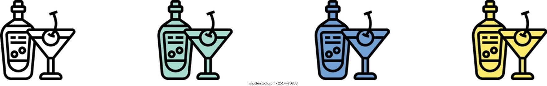 alcoholic drink icon. Outline, Green, Blue and Yellow Style Design Isolated On White Background