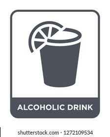 alcoholic drink icon vector on white background, alcoholic drink trendy filled icons from Fastfood collection, alcoholic drink simple element illustration