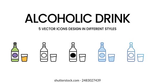 Alcoholic Drink icons vector set stock illustration.