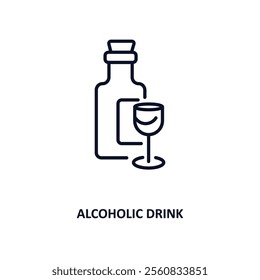 alcoholic drink outline icon.  Thin line icon from fast food collection. Editable vector isolated on white background