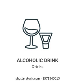 Alcoholic drink outline vector icon. Thin line black alcoholic drink icon, flat vector simple element illustration from editable drinks concept isolated on white background