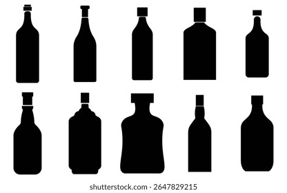 Alcoholic Drink Silhouettes: Bottles and Glassware"