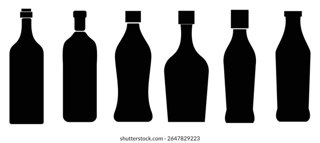 Alcoholic Drink Silhouettes: Bottles and Glassware"