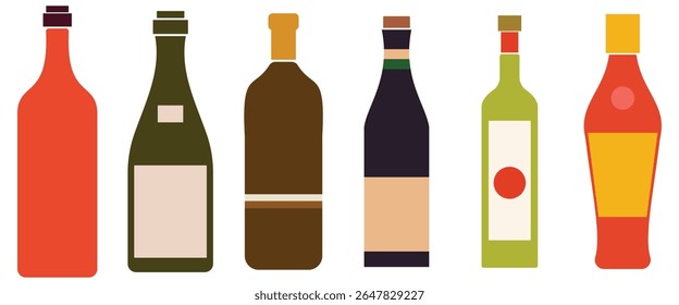 Alcoholic Drink Silhouettes: Bottles and Glassware"