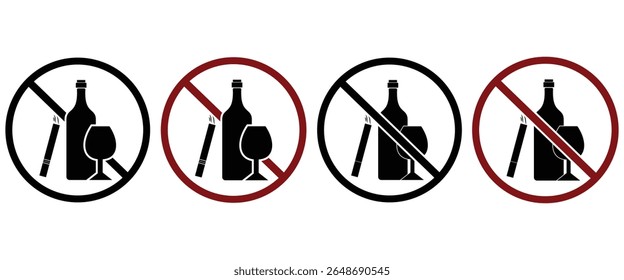 Alcoholic Drink Silhouettes: Bottles and Glassware"