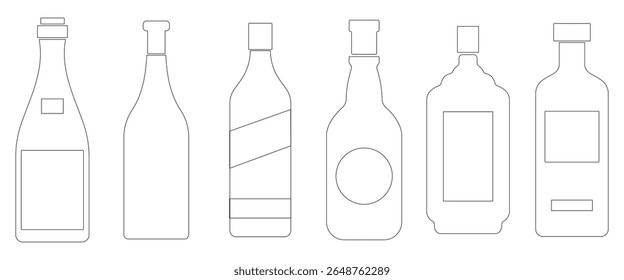 Alcoholic Drink Silhouettes: Bottles and Glassware"
