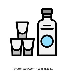Alcoholic drink vector, Beverage filled style icon editable stroke