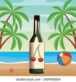 alcoholic drinks beverage wine cherry champagne cartoon vector illustration graphic design