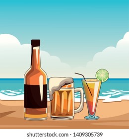 alcoholic drinks beverages cartoon vector illustration graphic design