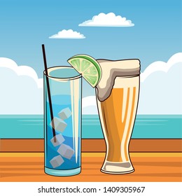 alcoholic drinks beverages cartoon vector illustration graphic design