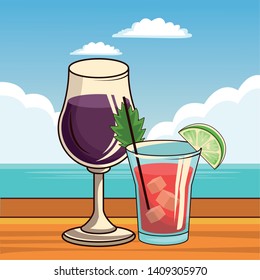 alcoholic drinks beverages cartoon vector illustration graphic design