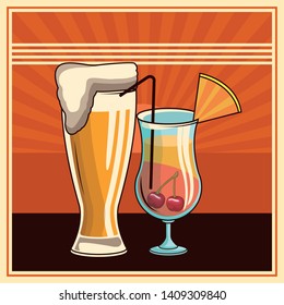 alcoholic drinks beverages cartoon vector illustration graphic design