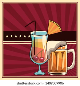 alcoholic drinks beverages cartoon vector illustration graphic design