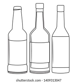 alcoholic drinks beverages wine bottles cartoon vector illustration graphic design