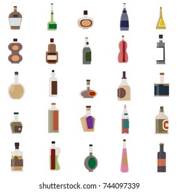 Alcoholic Drinks Bottles Large Vector Set