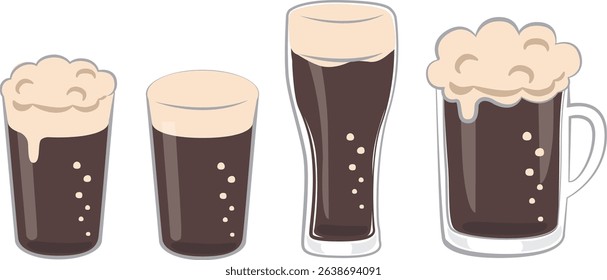 Alcoholic drinks
Dark beer in various glasses