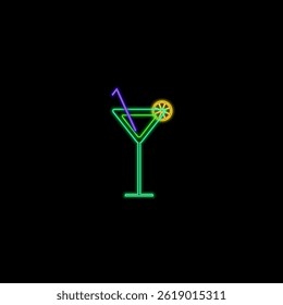 Alcoholic drinks, Glass with drink. Template design cocktail menu and drink list. neon style. Vector illustration. neon style..
