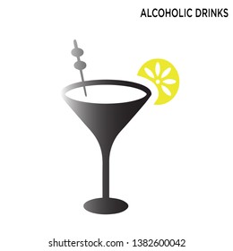 Alcoholic drinks glass icon isolated on white background