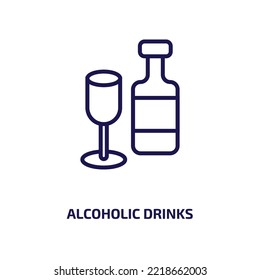 alcoholic drinks icon from food collection. Thin linear alcoholic drinks, alcohol, bar outline icon isolated on white background. Line vector alcoholic drinks sign, symbol for web and mobile
