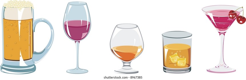 Alcoholic drinks icon set