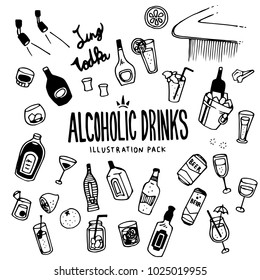 Alcoholic Drinks Illustration Pack